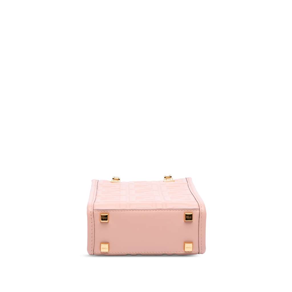 Fendi Mini Zucca Embossed Leather Sunshine Shopper Tote Pink Leather Very good - Inside View