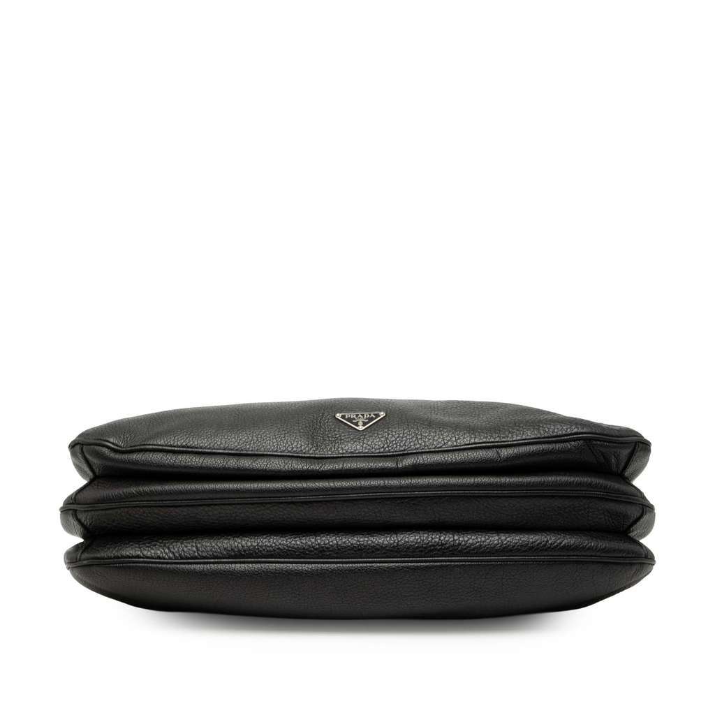 Prada Vitello Top Zip Messenger Bag Black Leather Good condition - Inside View