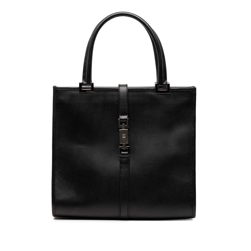 Gucci Calfskin Jackie Handbag Black Leather Very good - Front View