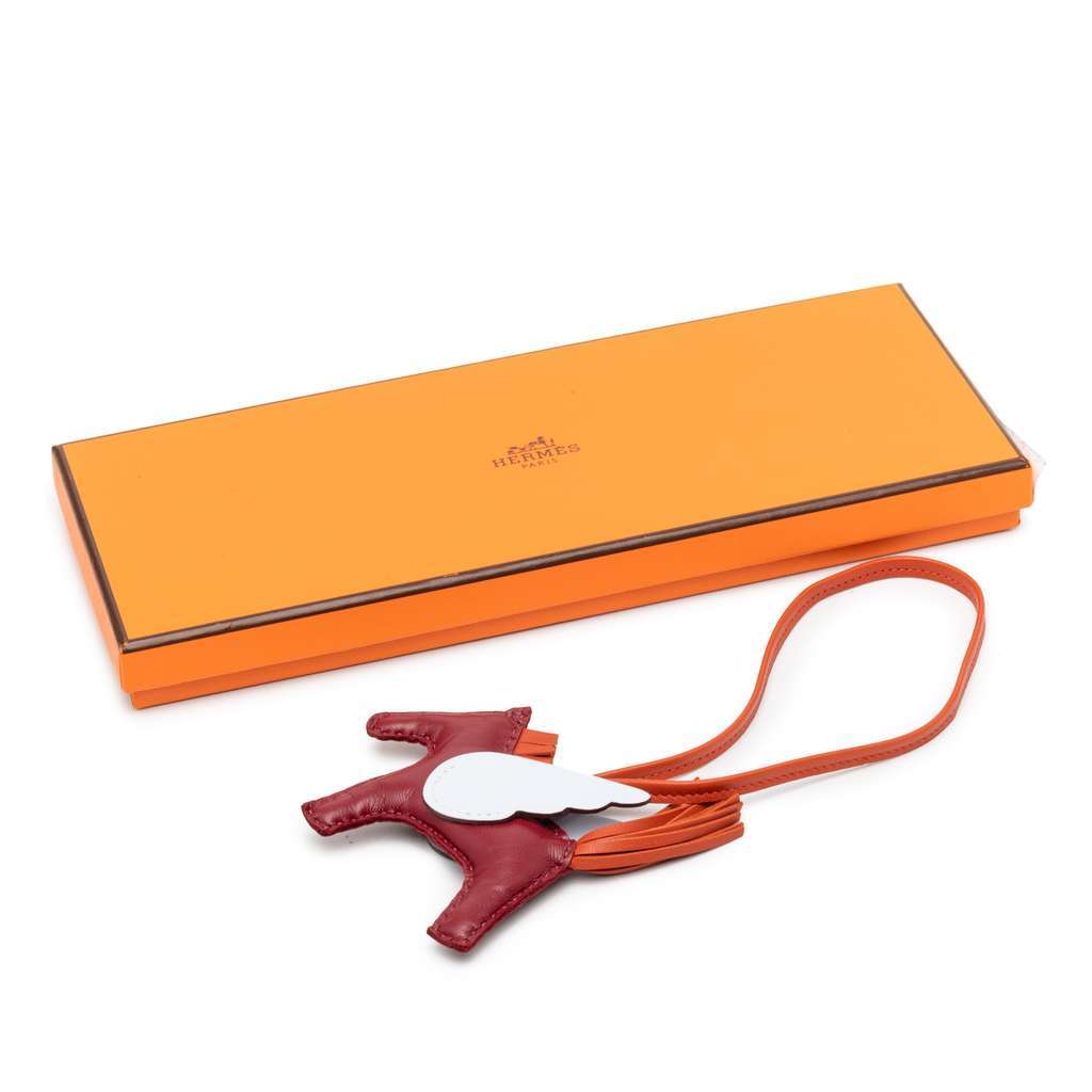 Hermès Milo Lambskin and Swift Grigri Rodeo Pegase Bag Charm PM Red Leather Very good condition - Box View