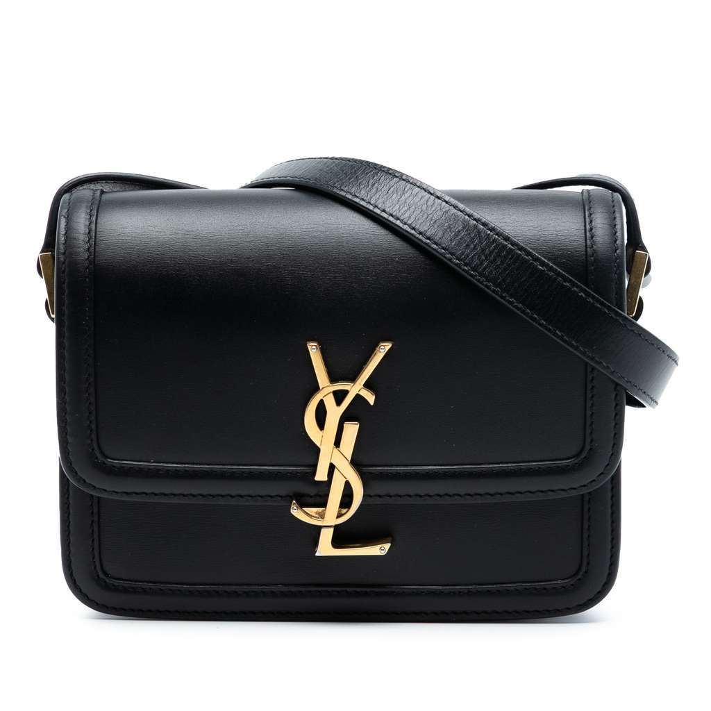 Saint Laurent Small Calfskin Solferino Satchel In Box Black Leather Very good condition - Front View