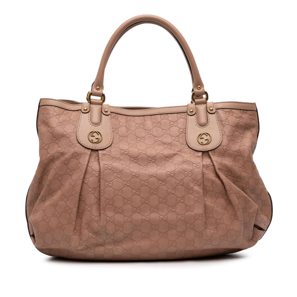 Gucci Large Guccissima Scarlett Tote Pink Leather Very good - Front View