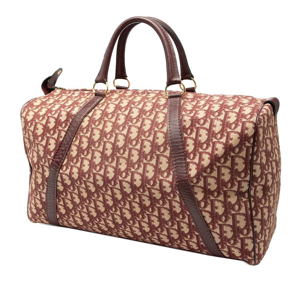 Dior Diorissimo Trotter Canvas Boston Bag Red Canvas Good - Back View
