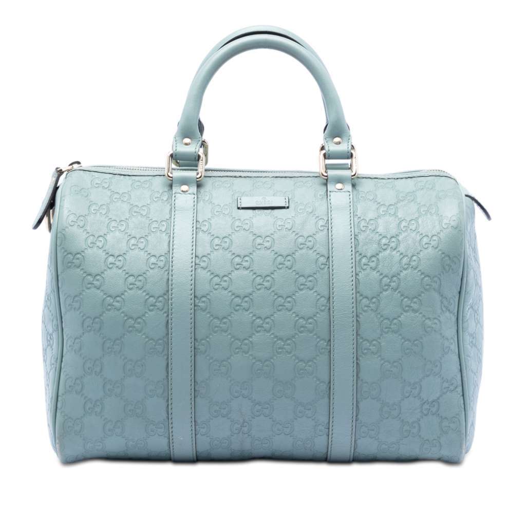 Gucci Medium Guccissima Joy Boston Bag Blue Leather Very good condition - Front View