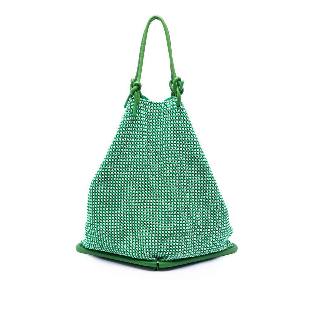 Bottega Veneta Nylon Crochet Folding Shopper Tote Green Very good condition - Front View