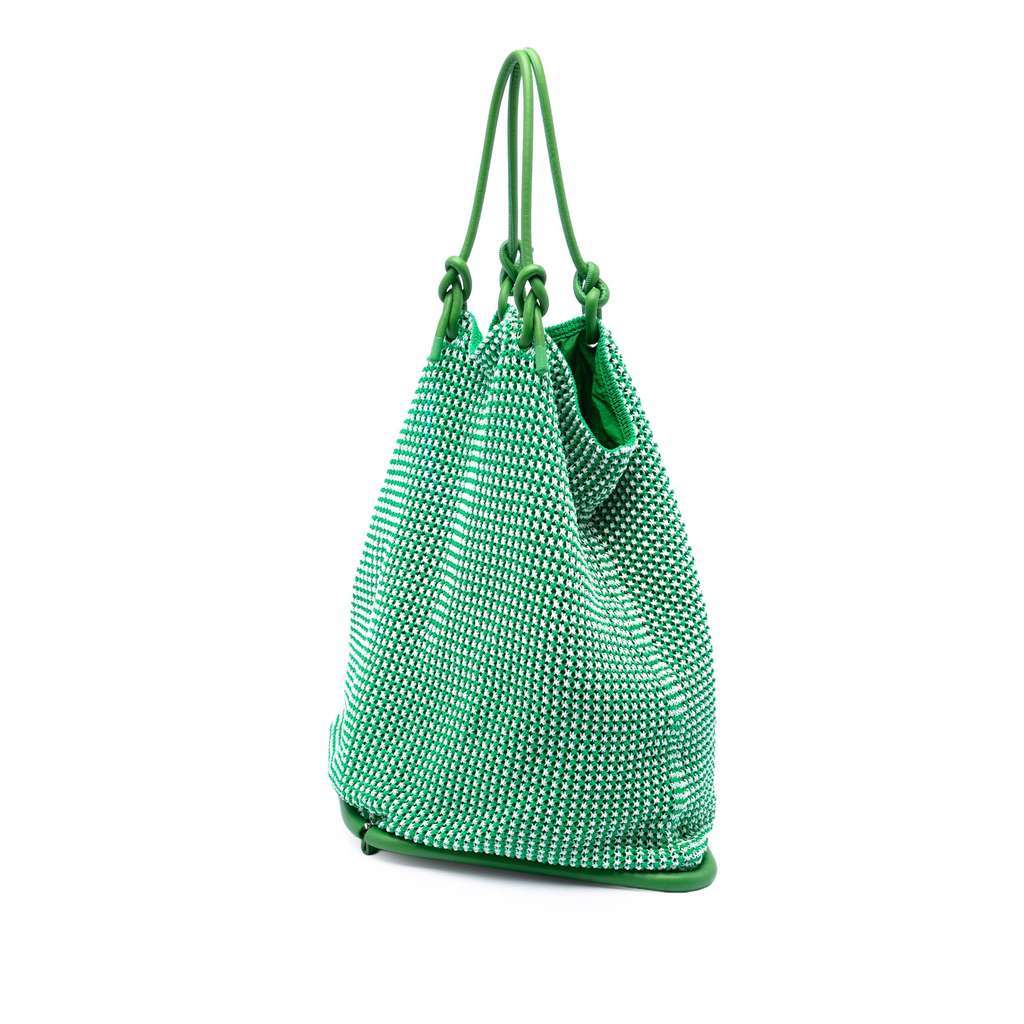 Bottega Veneta Nylon Crochet Folding Shopper Tote Green Very good condition - Back View