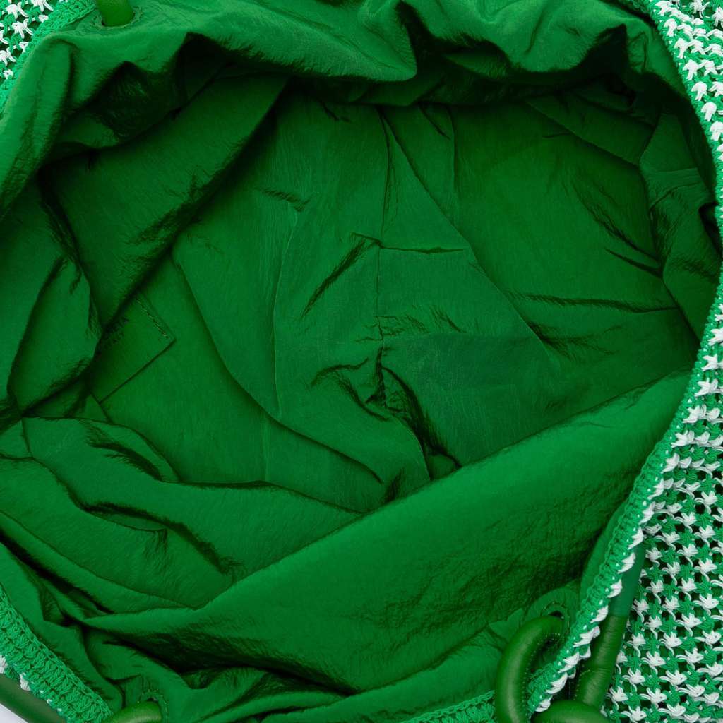 Bottega Veneta Nylon Crochet Folding Shopper Tote Green Very good condition - Model View