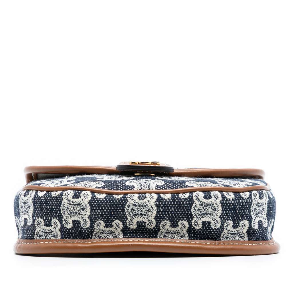 Celine Mini Triomphe Canvas and Calfskin Besace Crossbody Blue Canvas Very good - Inside View