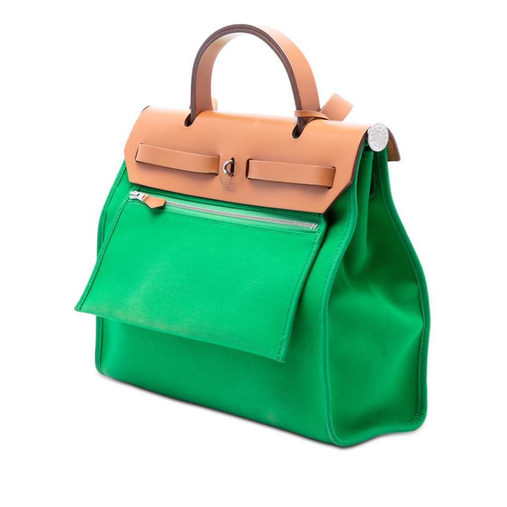 Hermès Toile Herbag Zip 31 Green Canvas Very good - Back View