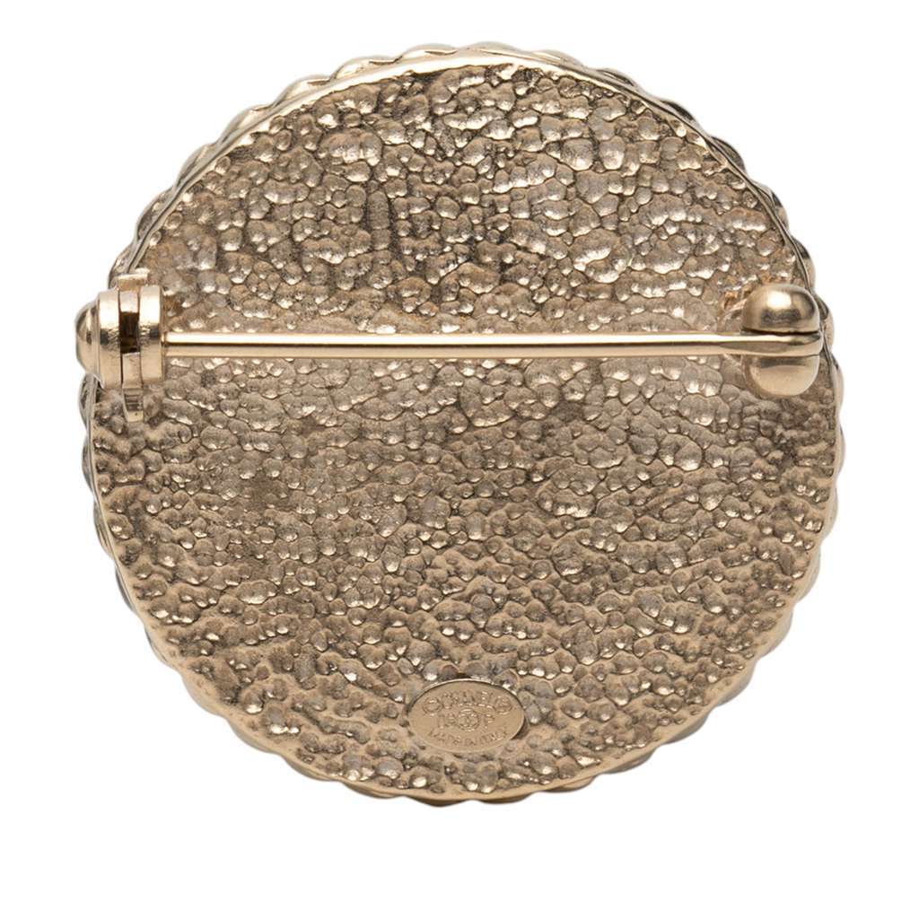 Chanel CC Resin Gold Plated Pin Brooch White Good - Back View