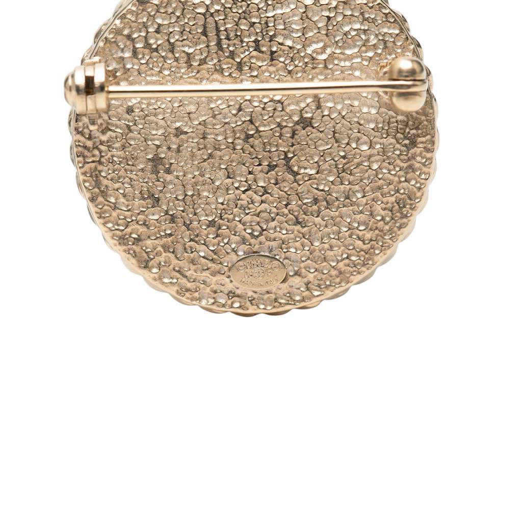 Chanel CC Resin Gold Plated Pin Brooch White Good - Inside View