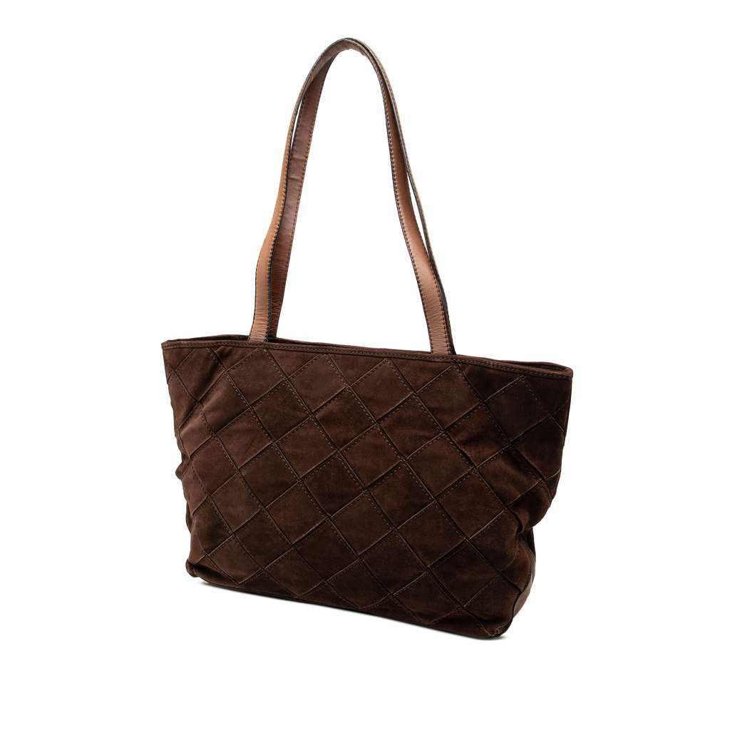 Bottega Veneta Suede Intrecciato Tote Brown Leather Very good - Back View