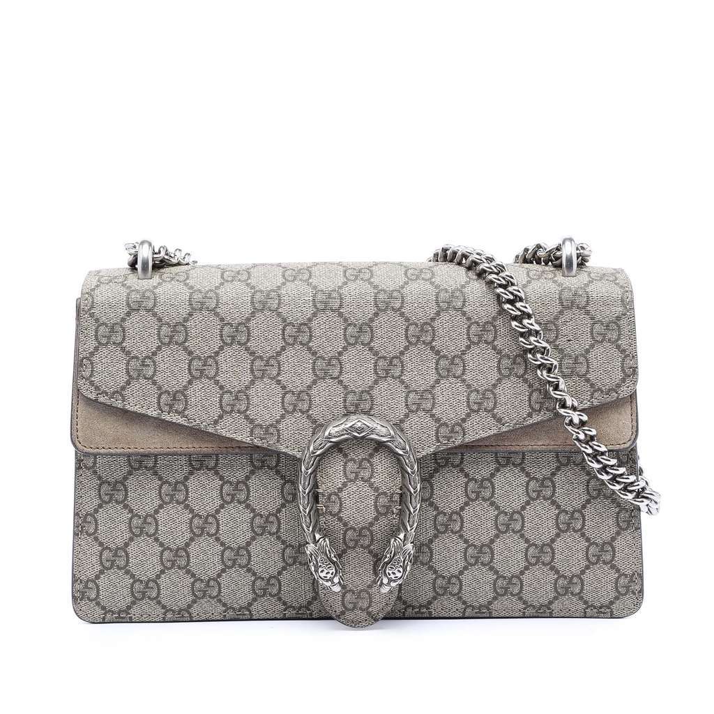 Gucci Medium GG Supreme Dionysus Shoulder Bag Brown Canvas Good - Front View