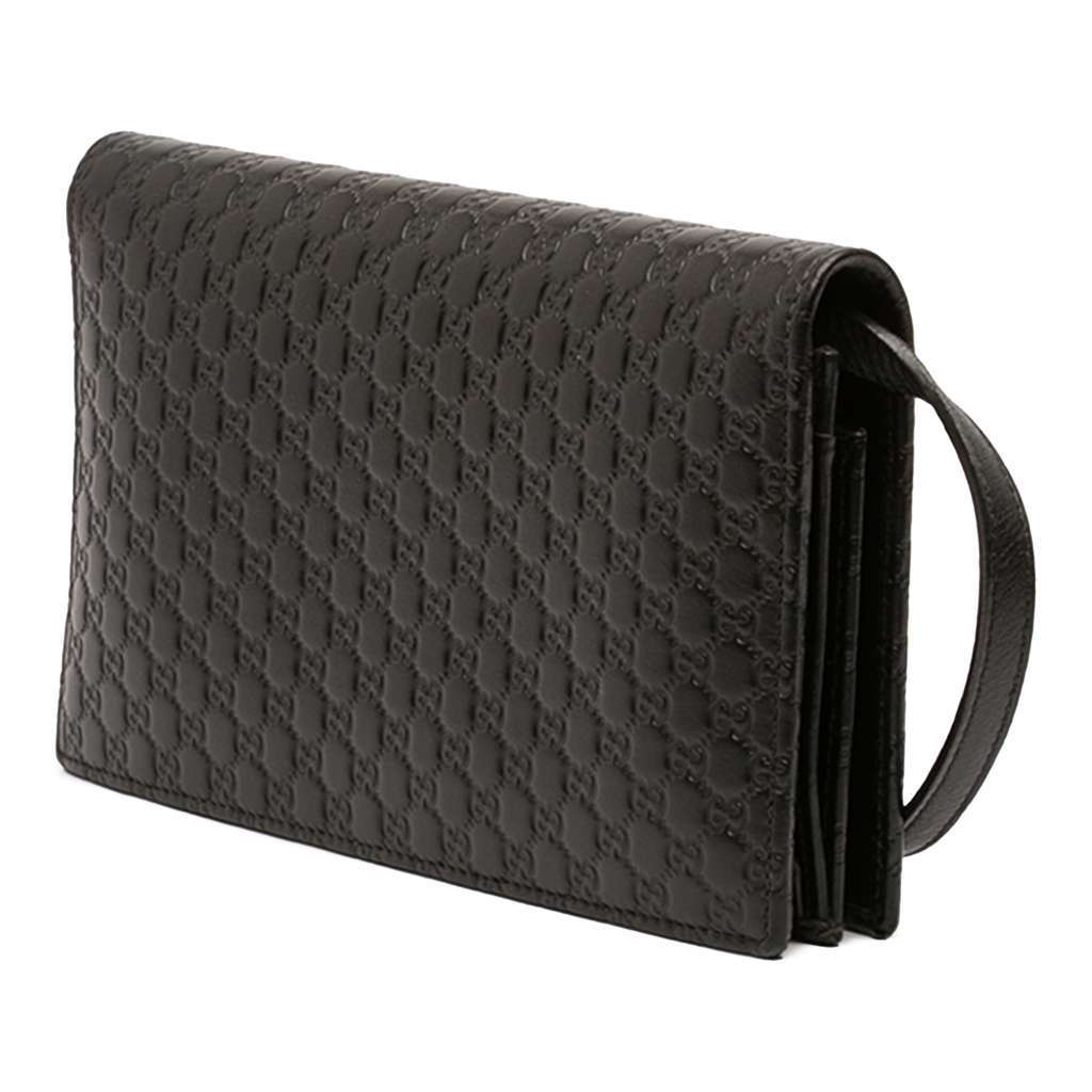 Gucci Microguccissima Wallet on Strap Black Leather Very good - Back View