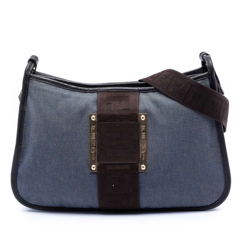 Fendi Denim Pochette Crossbody Blue Denim Very good - Front View
