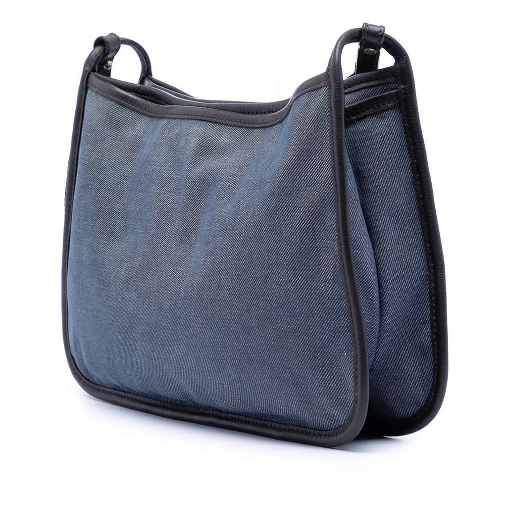 Fendi Denim Pochette Crossbody Blue Denim Very good - Back View