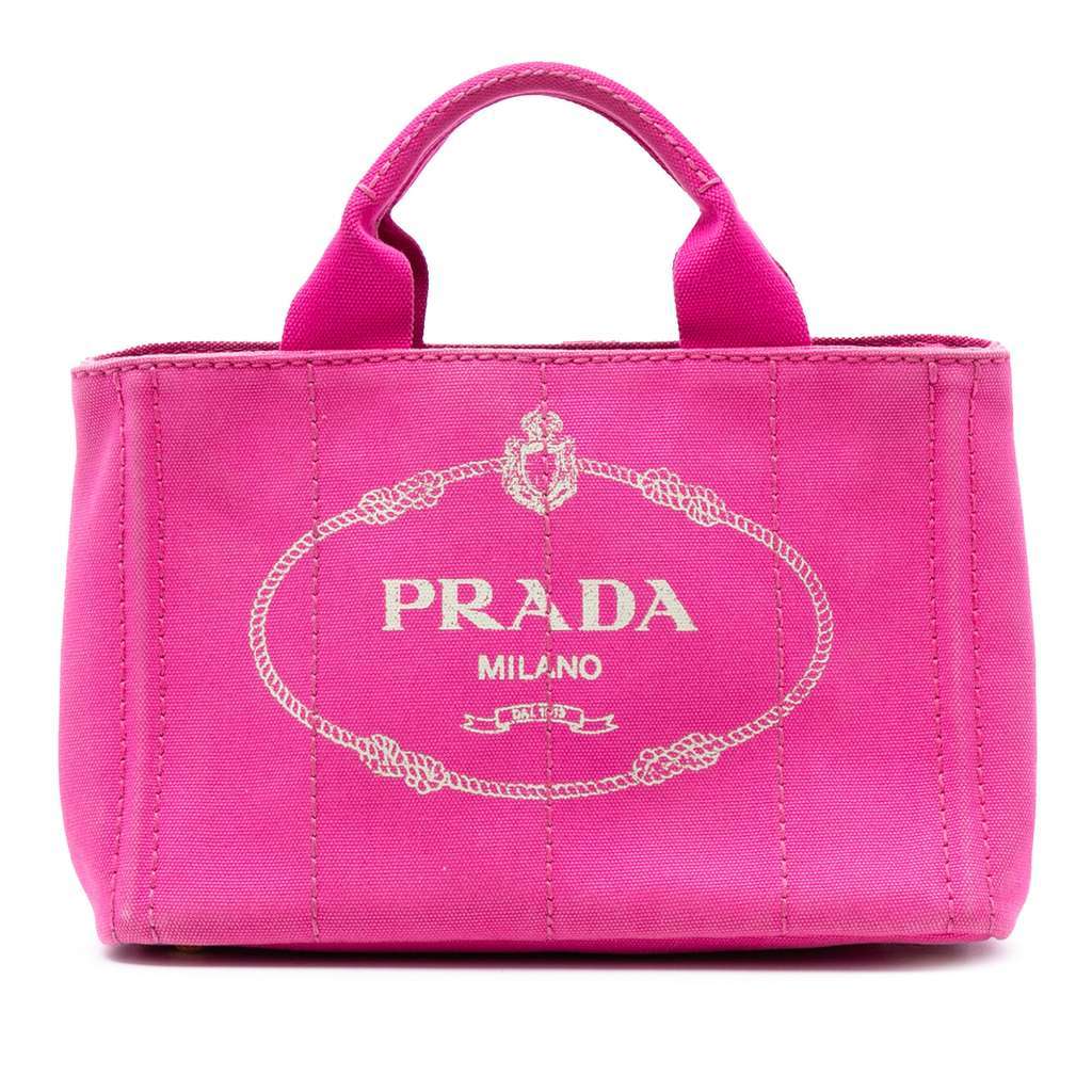 Prada Small Canvas Canapa Logo Satchel Pink Canvas Very good condition - Front View