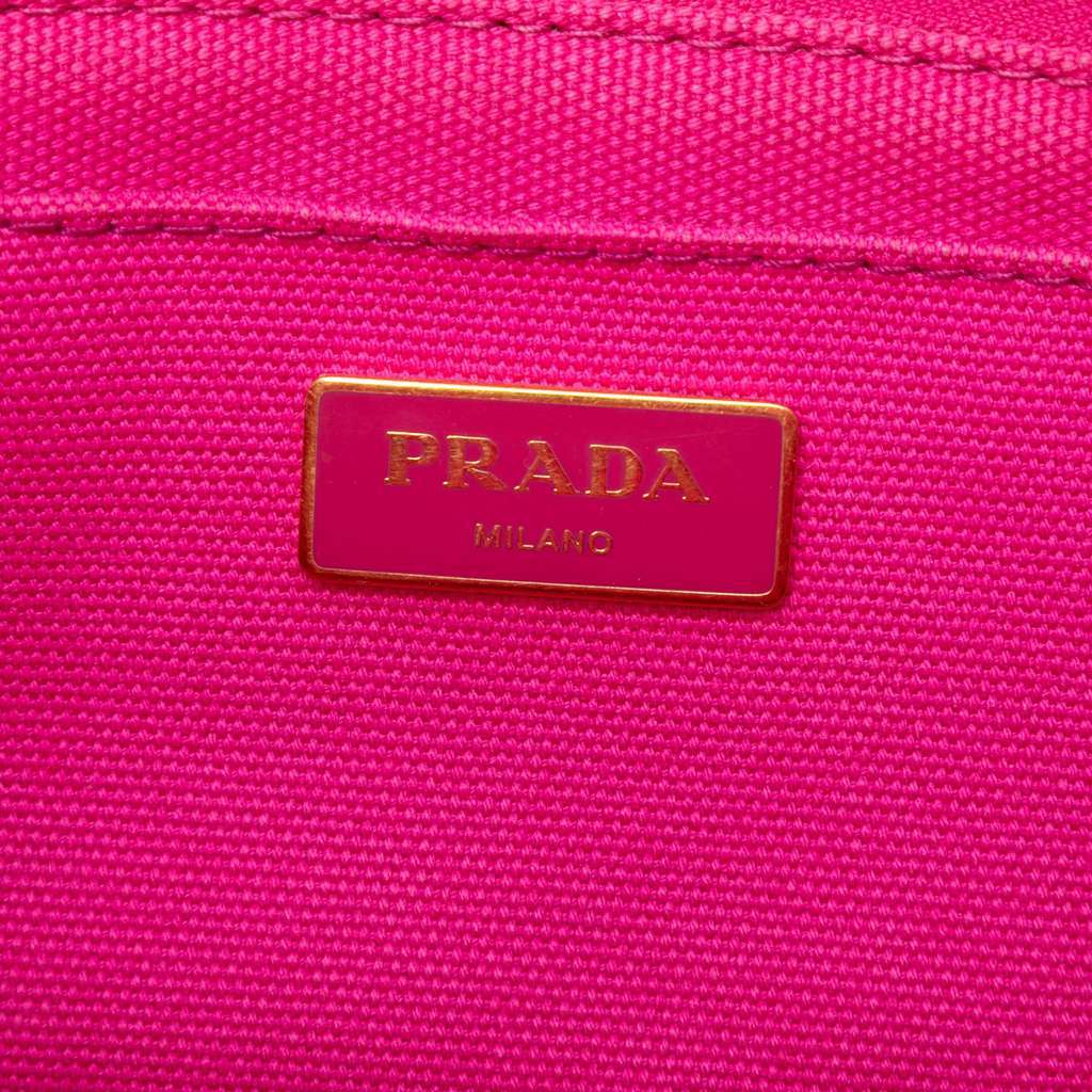 Prada Small Canvas Canapa Logo Satchel Pink Canvas Very good condition - Box View