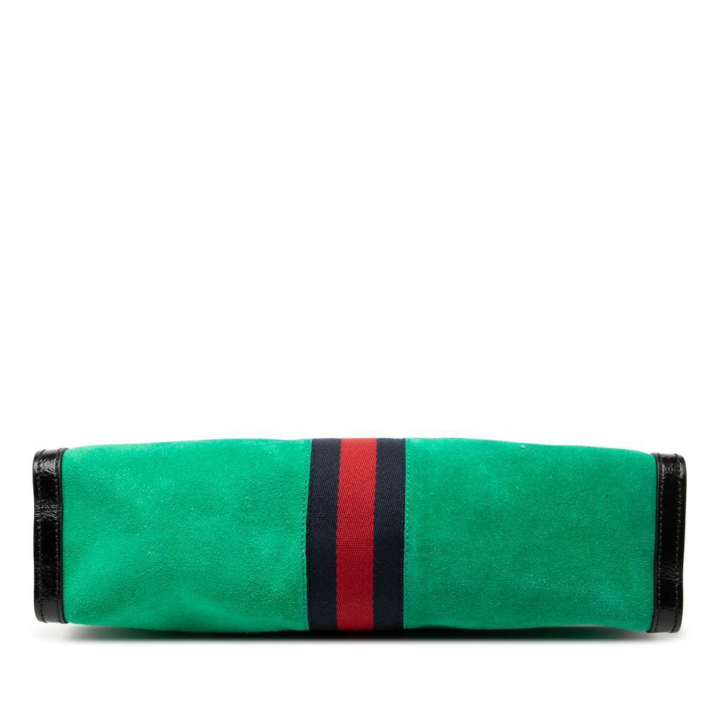 Gucci Medium Suede Web Ophidia Chain Shoulder Bag Green Leather Very good - Inside View
