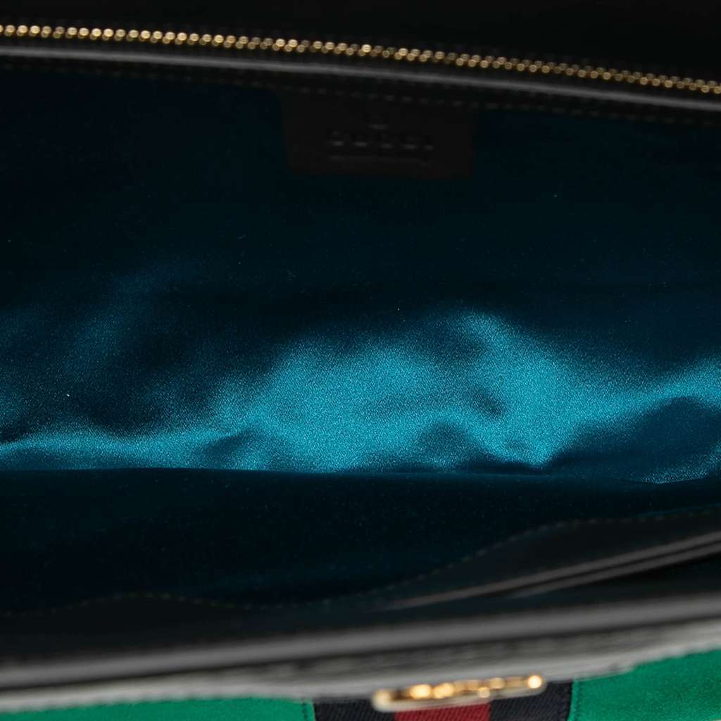 Gucci Medium Suede Web Ophidia Chain Shoulder Bag Green Leather Very good - Model View