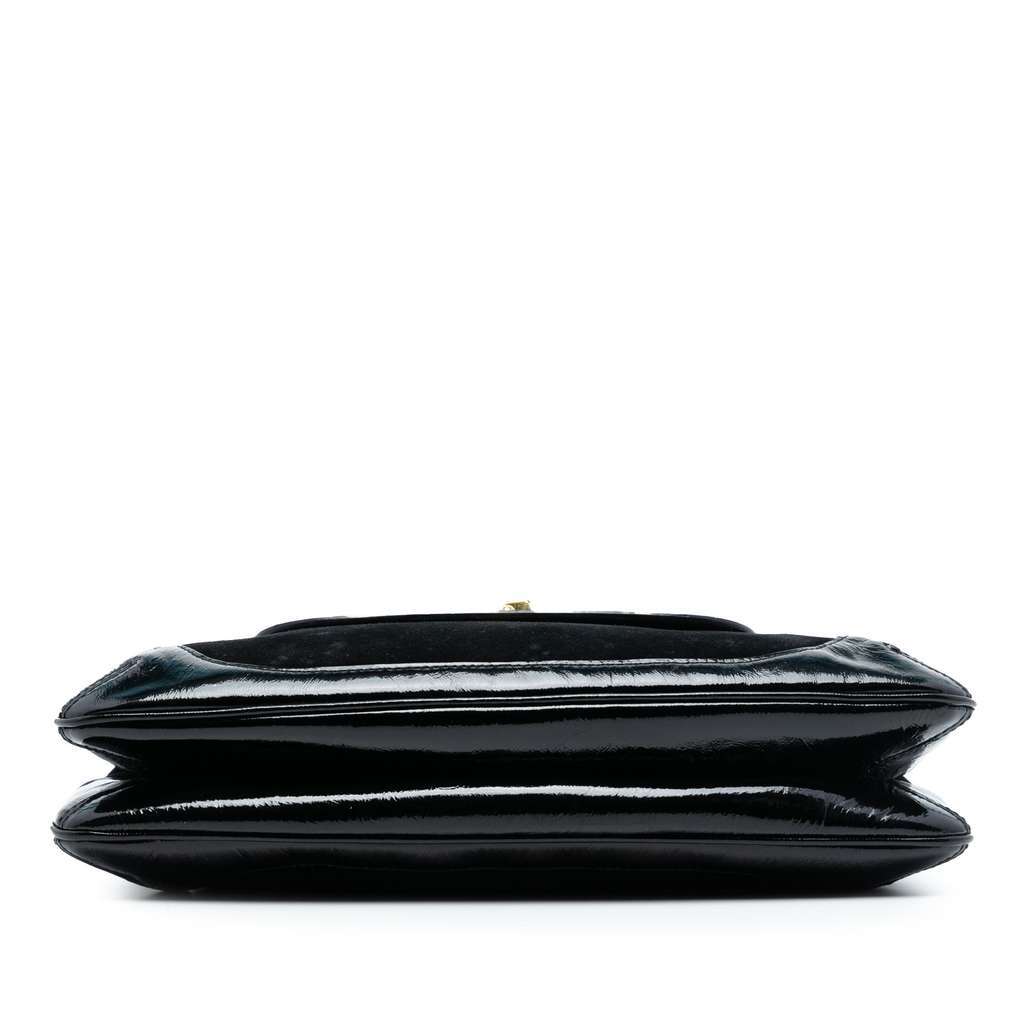 Gucci Suede and Patent Peggy Bamboo Top Handle Bag Black Leather Very good condition - Inside View