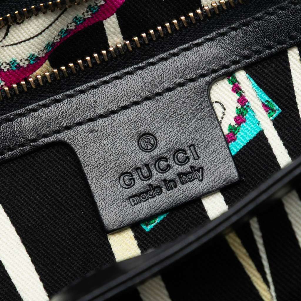 Gucci Suede and Patent Peggy Bamboo Top Handle Bag Black Leather Very good condition - Box View