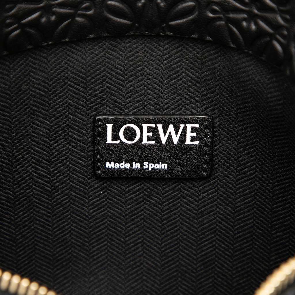Loewe Embossed Anagram Leather Repeat T Clutch Black Leather Good condition - Box View