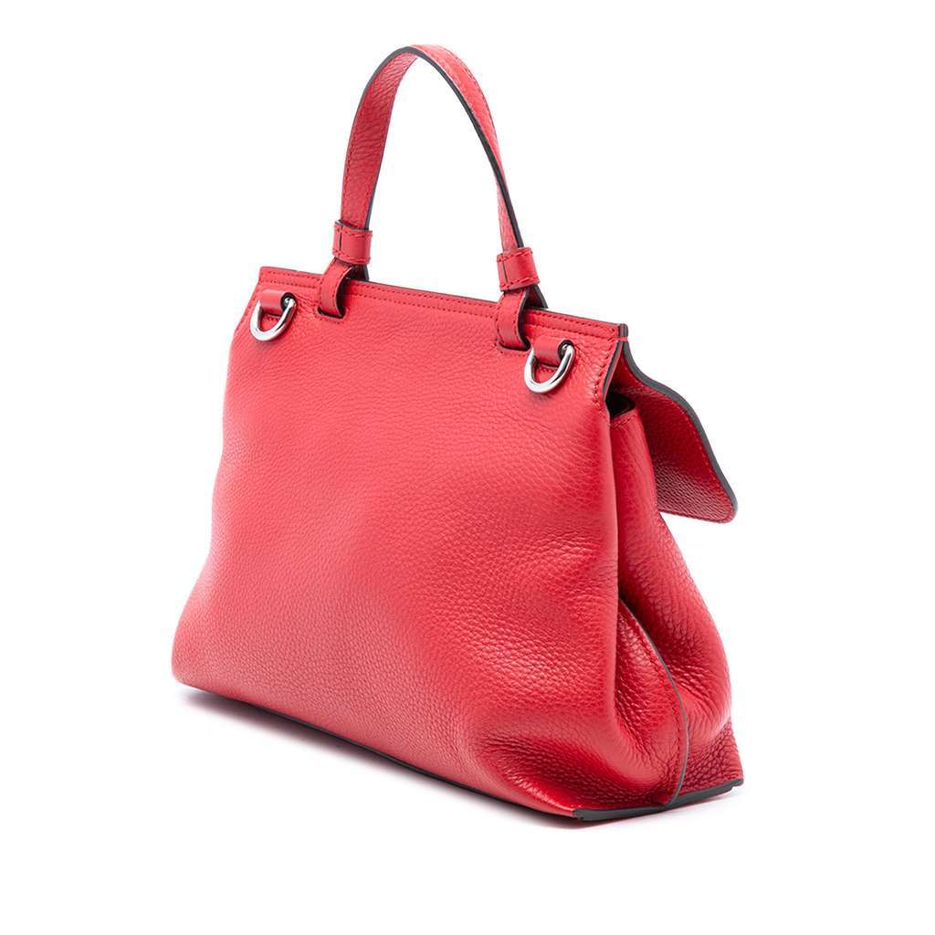 Gucci Small Leather Bamboo Daily Satchel Red Leather Very good - Back View