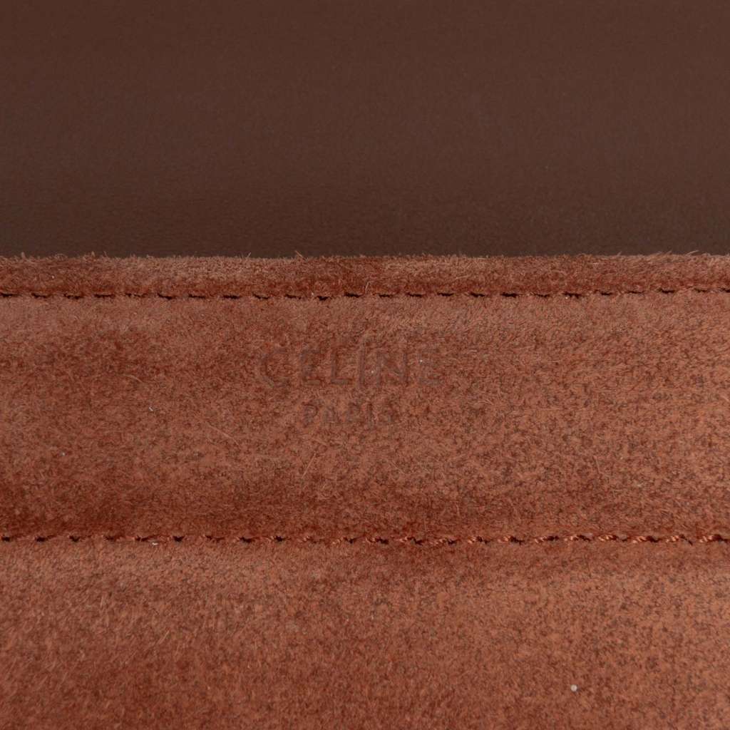 Celine Suede Monochrome Shoulder Bag Brown Leather Very good - Box View
