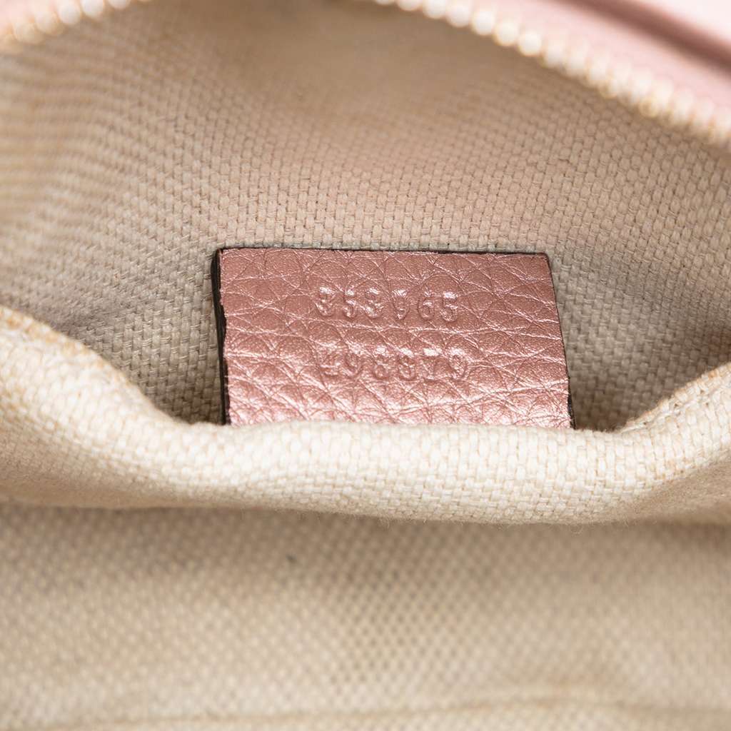 Gucci Mini Metallic Pebbled Calfskin Soho Chain Crossbody Pink Leather Very good - Box View