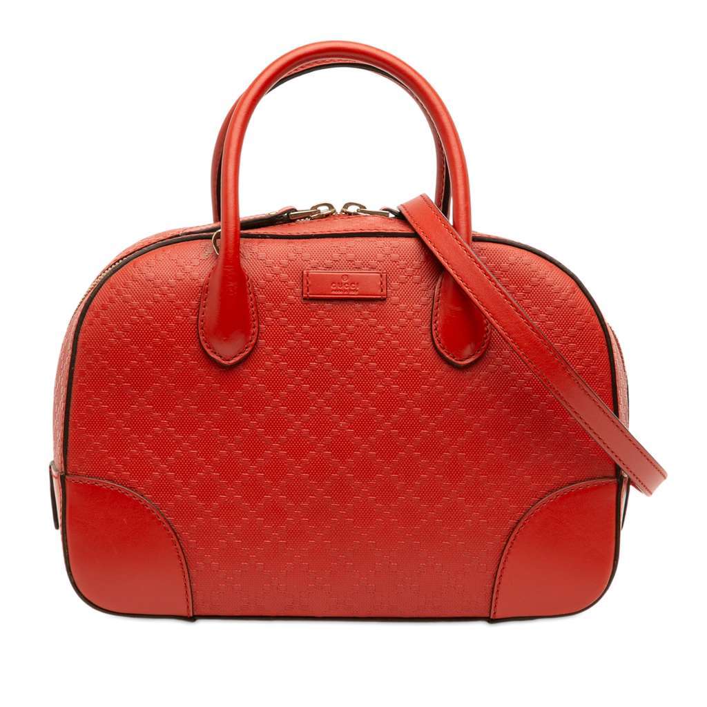 Gucci Diamante Bright Leather Satchel Red Leather Very good - Front View