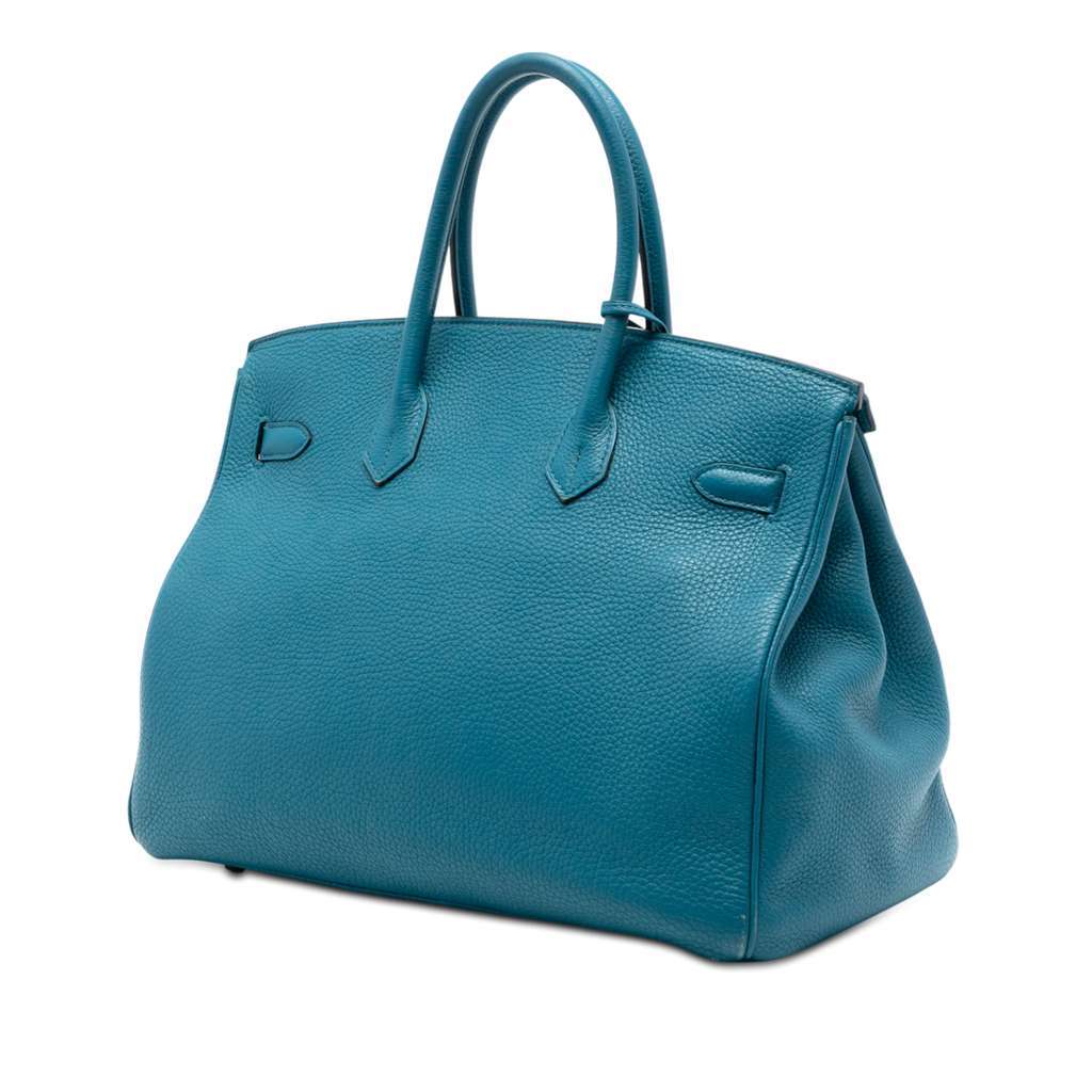 Hermès Clemence Birkin Retourne 35 Blue Leather Very good - Back View
