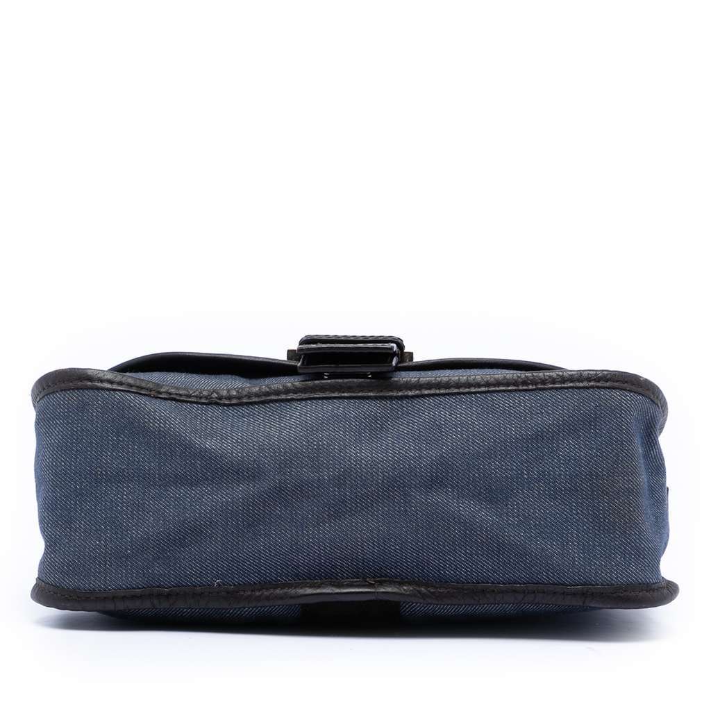 Fendi Zucca Trimmed Denim Buckle Flap Blue Denim Very good - Inside View