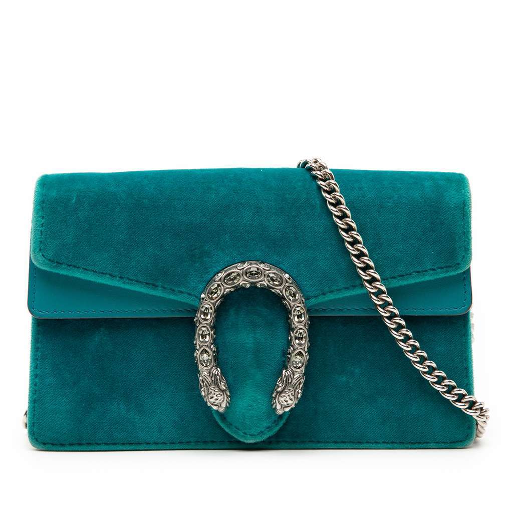 Gucci Mini Velvet Dionysus Crossbody Blue Velvet Very good - Front View