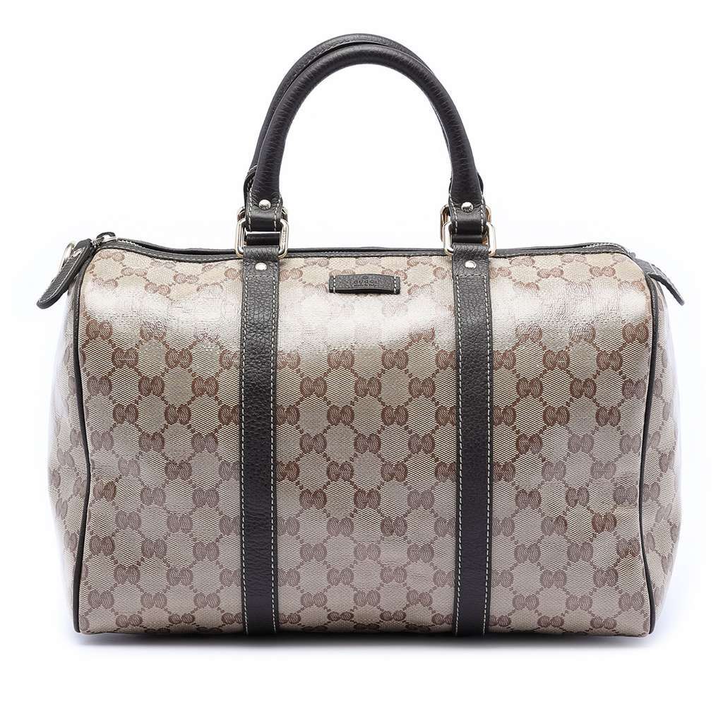 Gucci Medium GG Crystal Joy Boston Bag Brown Canvas Very good - Front View