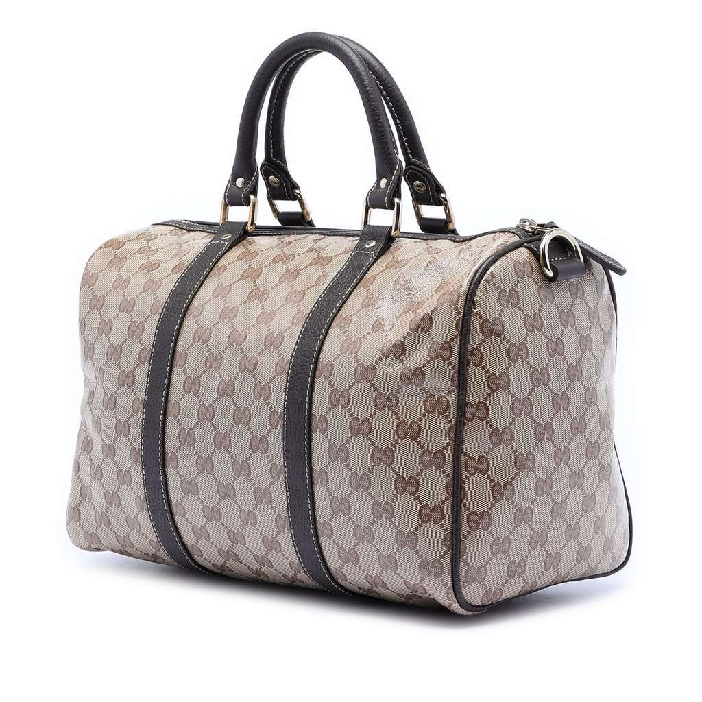 Gucci Medium GG Crystal Joy Boston Bag Brown Canvas Very good - Back View