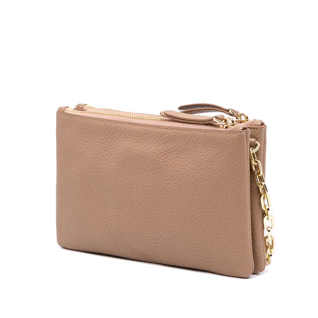 Miu Miu Goatskin Madras Crossbody Brown Leather Good - Back View