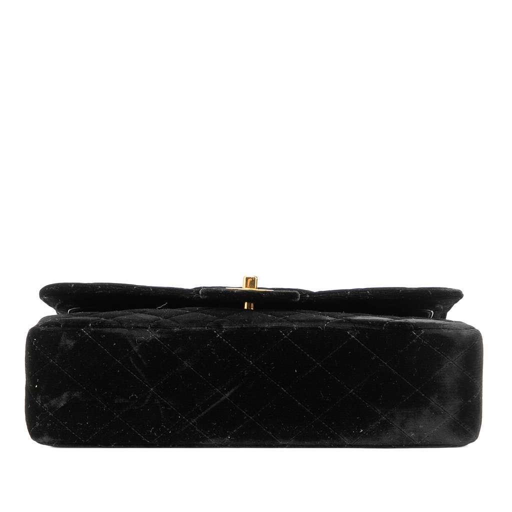 Chanel Medium Classic Velvet Double Flap Black Velvet Good - Inside View