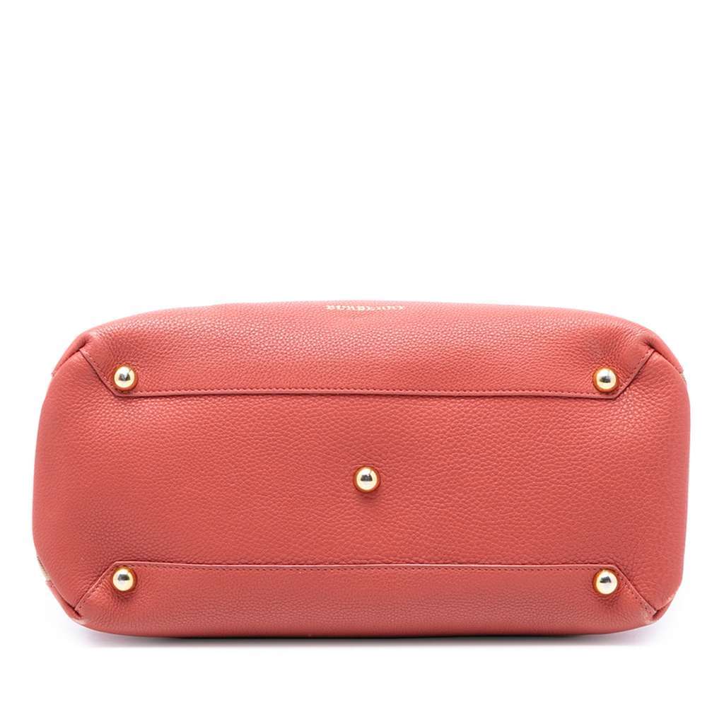 Burberry Medium Leather and House Check Canvas Banner Satchel Pink Leather Very good - Inside View