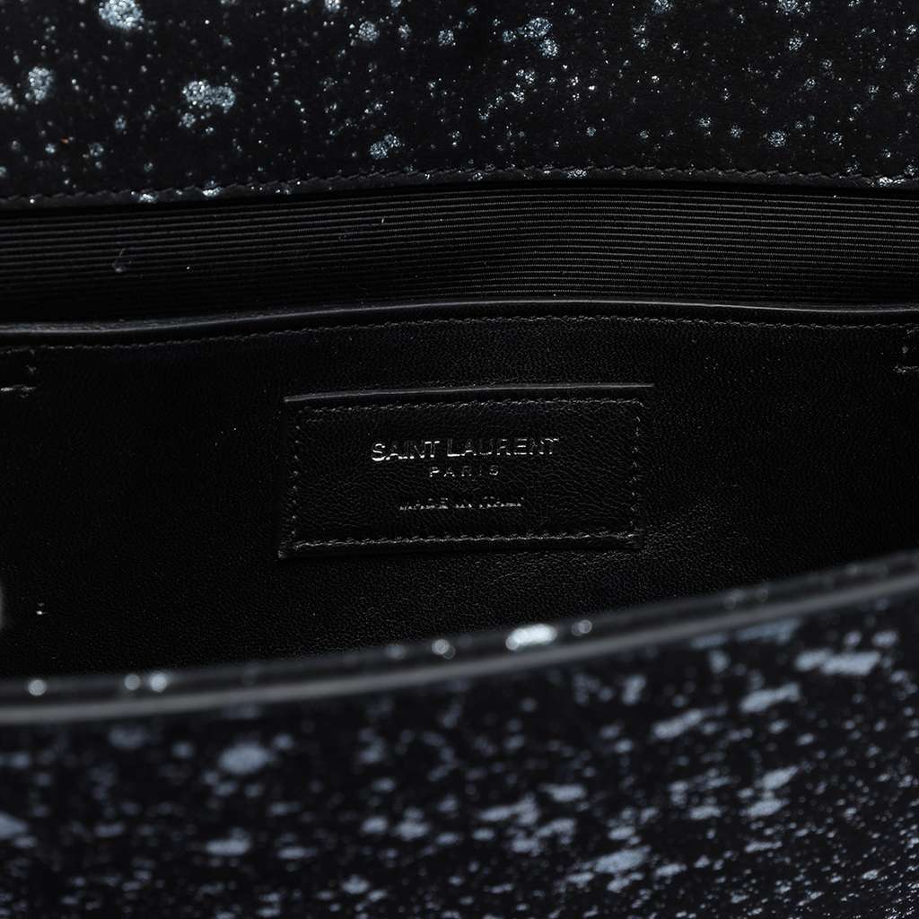 Saint Laurent Glittered Suede Monogram Kate Tassel Clutch Black Leather Good - Box View