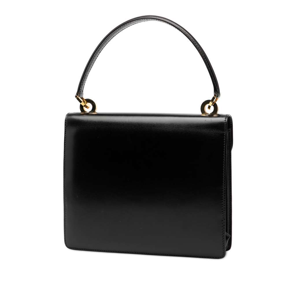 Gucci Smooth Leather Top Handle Bag Black Leather Good - Back View