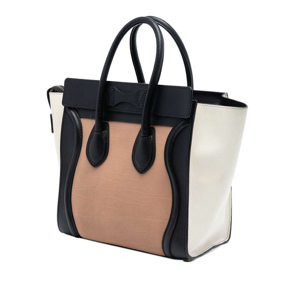 Celine Micro Tricolor Leather Luggage Tote Brown Leather Very good - Back View