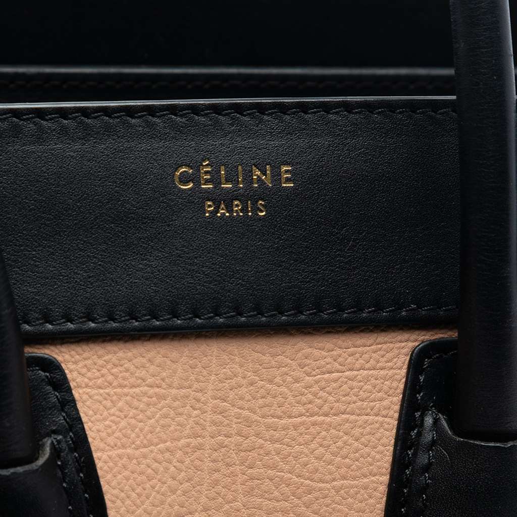 Celine Micro Tricolor Leather Luggage Tote Brown Leather Very good - Box View