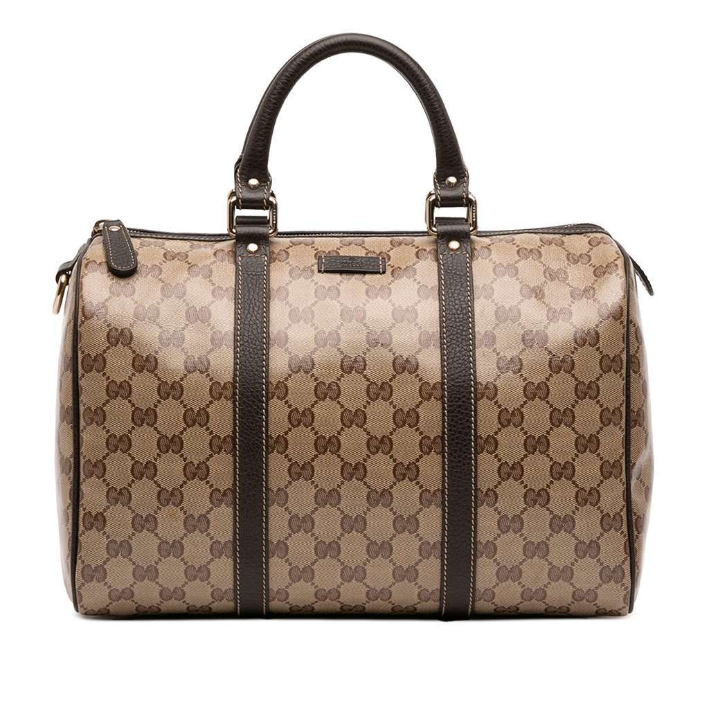Gucci Medium GG Crystal Joy Boston Bag Brown Canvas Good condition - Front View