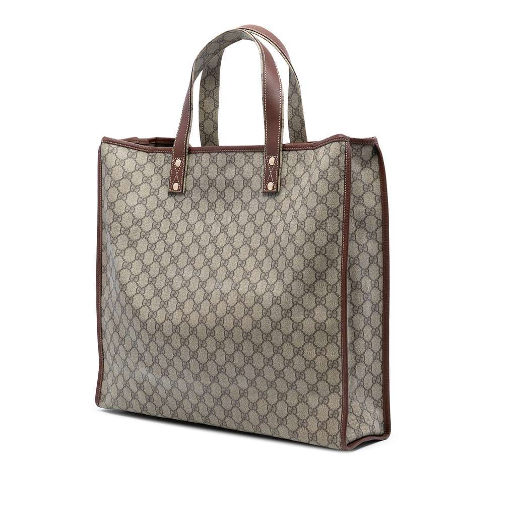 Gucci Large GG Supreme Web Loop Tote Brown Canvas Good condition - Back View