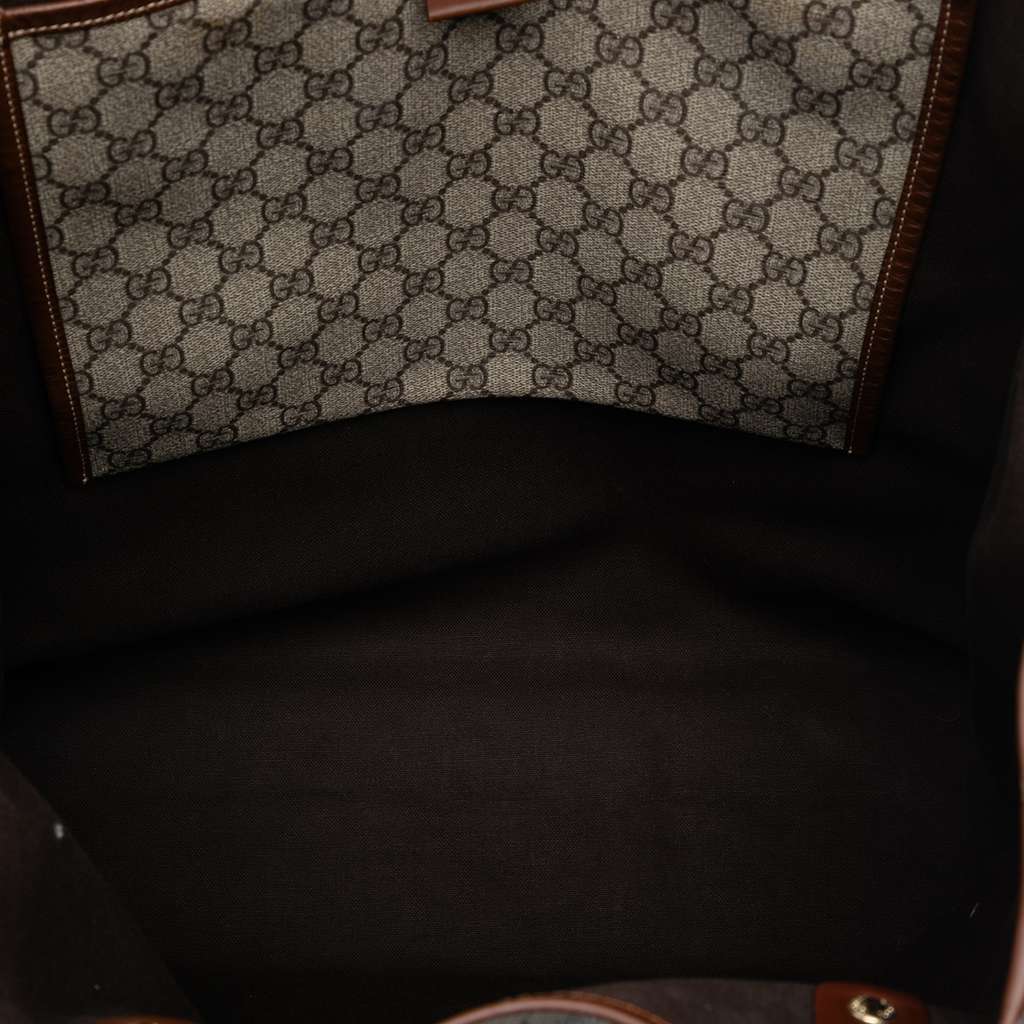 Gucci Large GG Supreme Web Loop Tote Brown Canvas Good condition - Model View