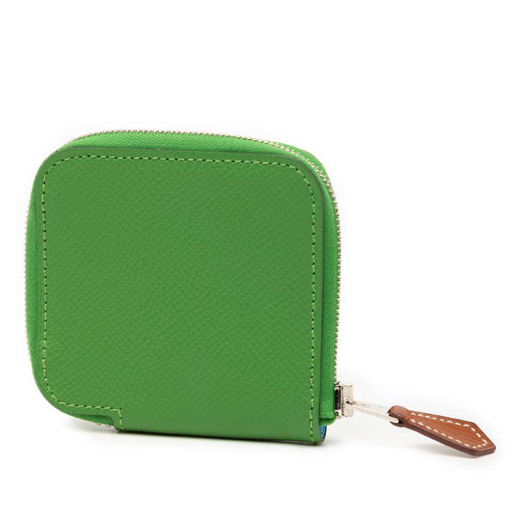 Hermès Epsom Azap Silk In Change Purse Green Leather Very good condition - Back View