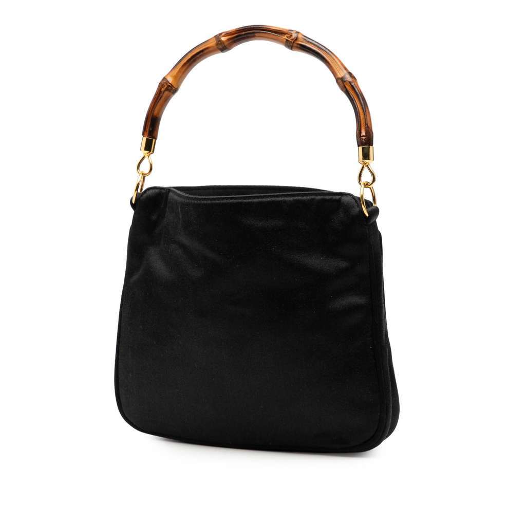 Gucci Bamboo Satin Satchel Black Satin Very good - Back View