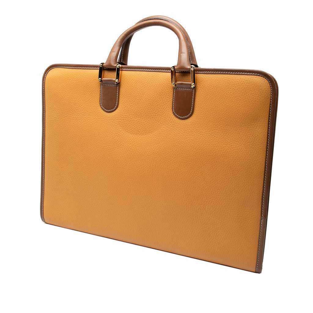 Loewe Leather Anagram Briefcase Brown Leather Good - Back View