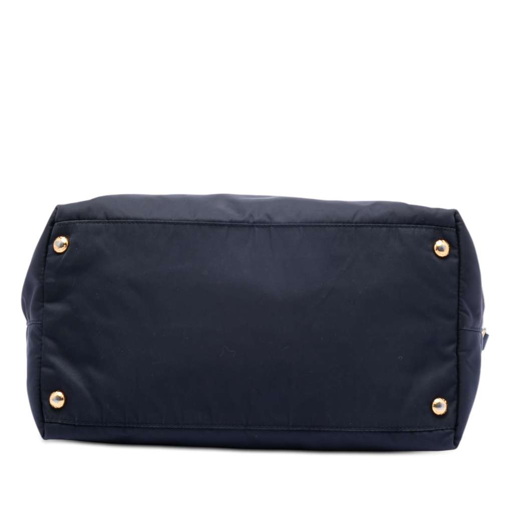 Prada Saffiano Trimmed Tessuto Satchel Blue Good condition - Inside View